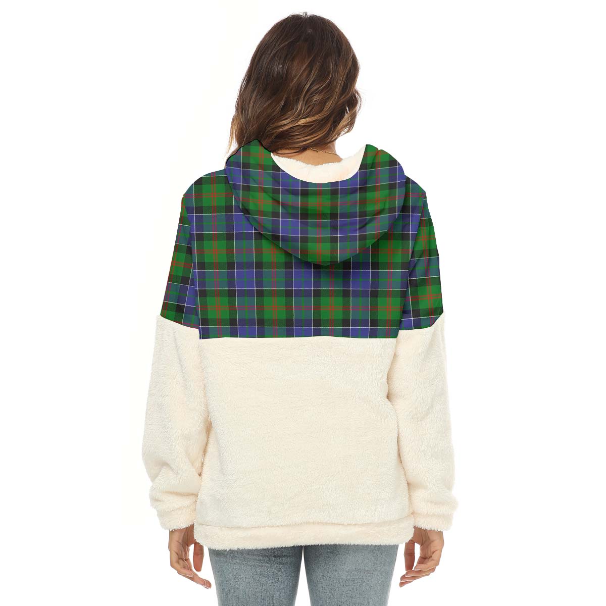Paterson Tartan Women's Borg Fleece Hoodie With Half Zip with Family Crest - Tartan Vibes Clothing