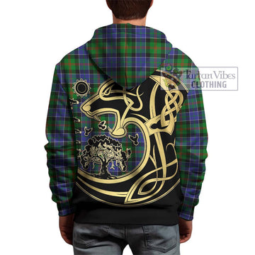 Paterson Tartan Hoodie with Family Crest Celtic Wolf Style