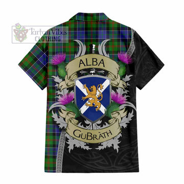Tartan Vibes Clothing Paterson Tartan Family Crest Short Sleeve Button Shirt Lion Rampant Royal Thistle Shield Celtic Inspired