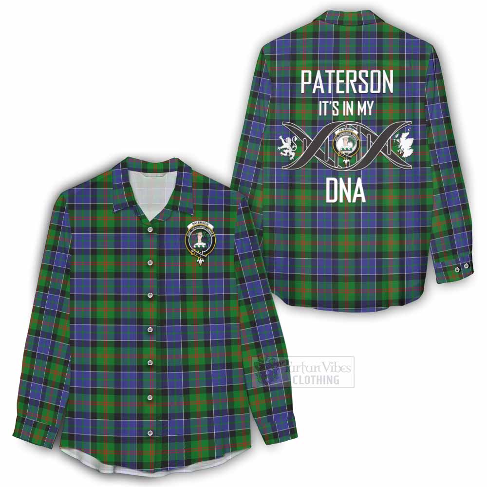 Tartan Vibes Clothing Paterson Tartan Women's Casual Shirt with Family Crest DNA In Me Style