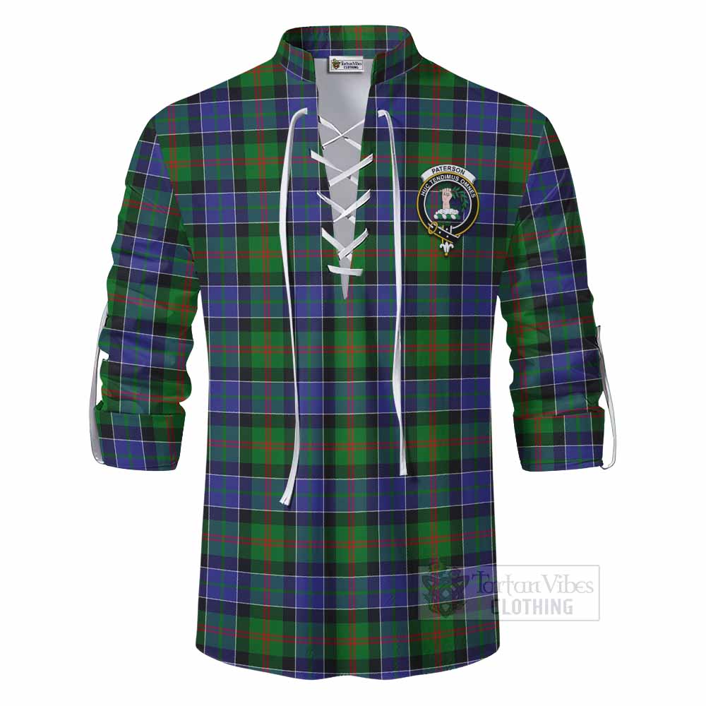 Tartan Vibes Clothing Paterson Tartan Ghillie Kilt Shirt with Family Crest DNA In Me Style