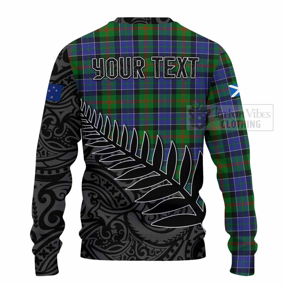 Tartan Vibes Clothing Paterson Crest Tartan Knitted Sweater with New Zealand Silver Fern Half Style