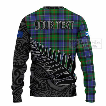 Tartan Vibes Clothing Paterson Crest Tartan Knitted Sweater with New Zealand Silver Fern Half Style