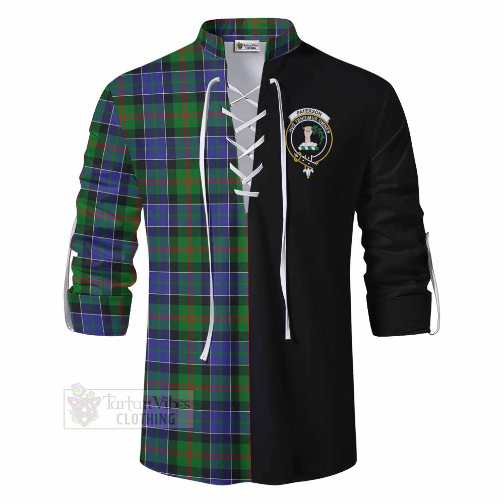 Tartan Vibes Clothing Paterson Tartan Ghillie Kilt Shirt with Family Crest and Half Of Me Style