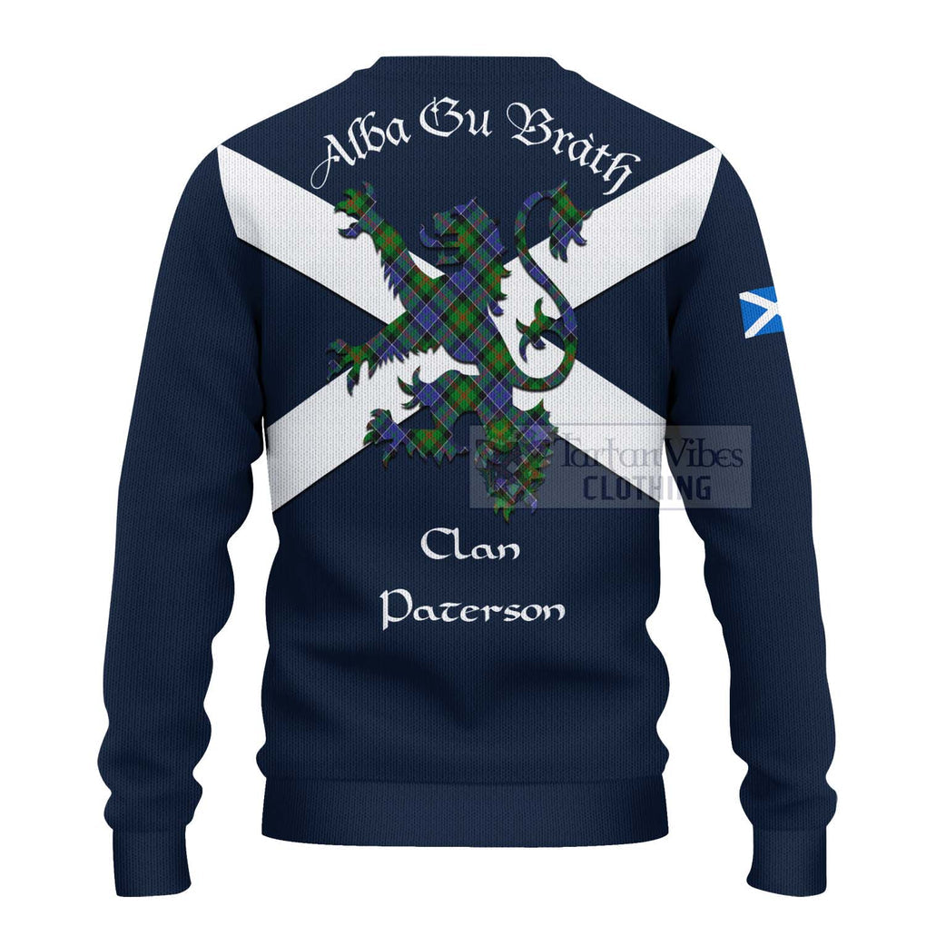Tartan Vibes Clothing Paterson Tartan Lion Rampant Knitted Sweater – Proudly Display Your Heritage with Alba Gu Brath and Clan Name
