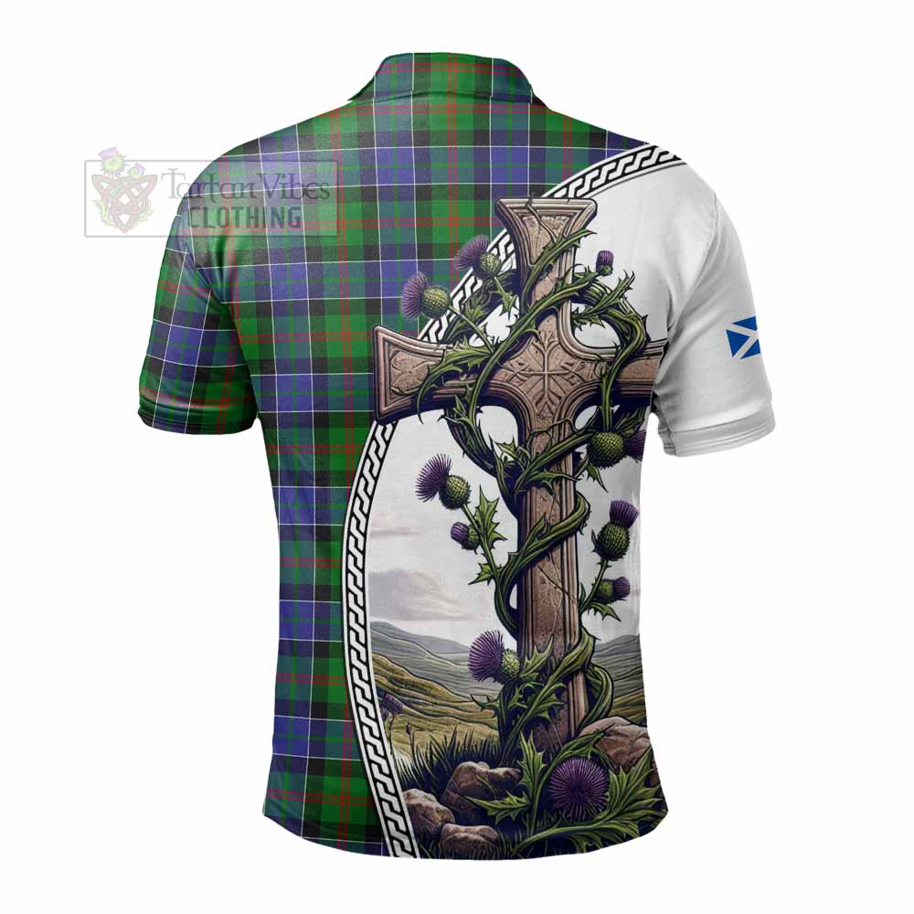 Tartan Vibes Clothing Paterson Tartan Polo Shirt with Family Crest and St. Andrew's Cross Accented by Thistle Vines