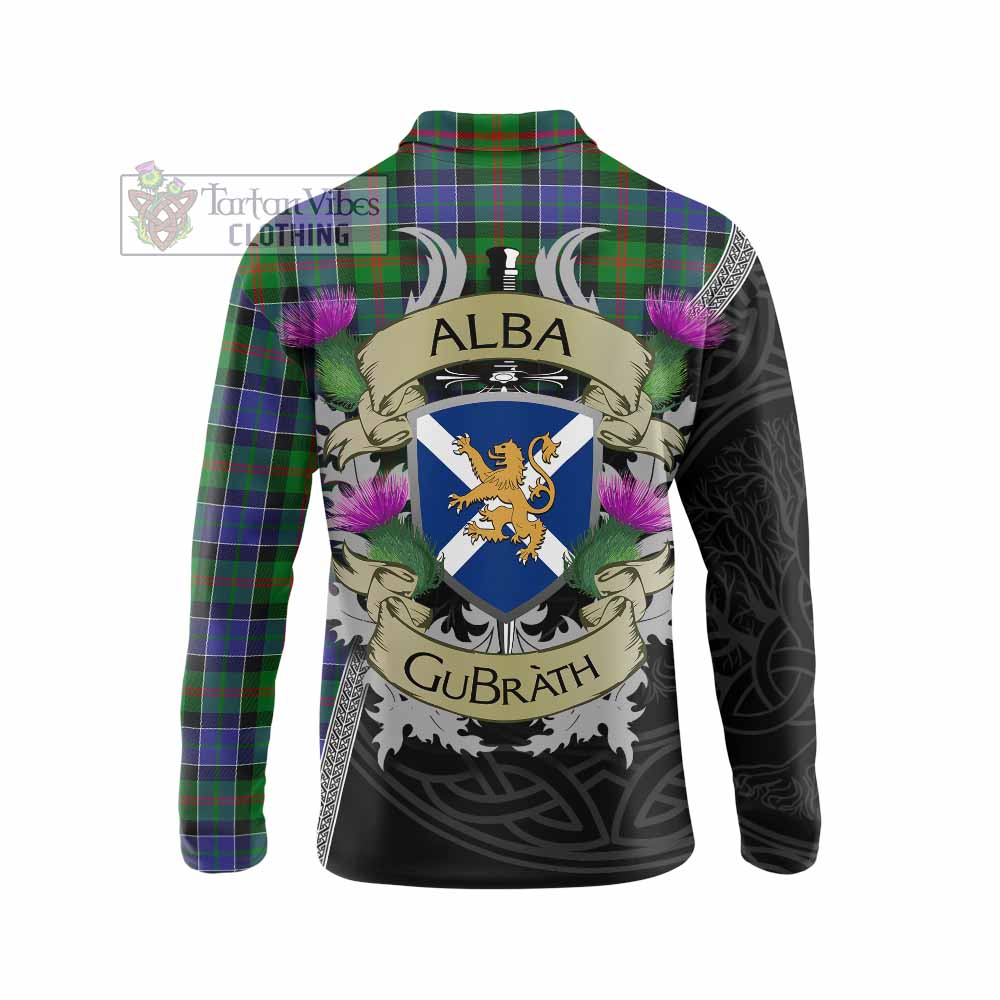 Tartan Vibes Clothing Paterson Tartan Family Crest Long Sleeve Polo Shirt Lion Rampant Royal Thistle Shield Celtic Inspired