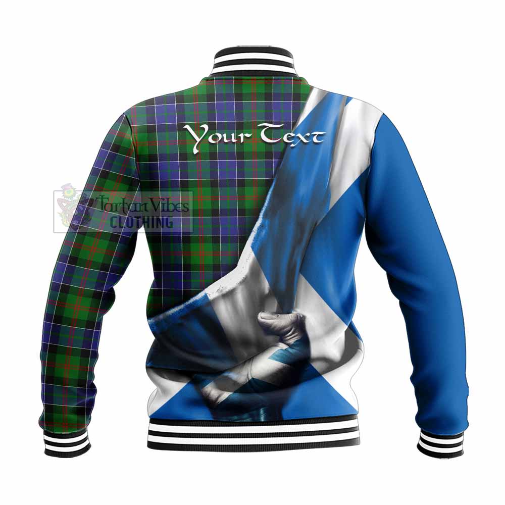 Tartan Vibes Clothing Paterson Tartan Baseball Jacket with Family Crest Scotland Patriotic Style