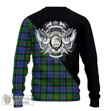 Paterson Tartan Knitted Sweater with Family Crest and Military Logo Style - Tartanvibesclothing Shop