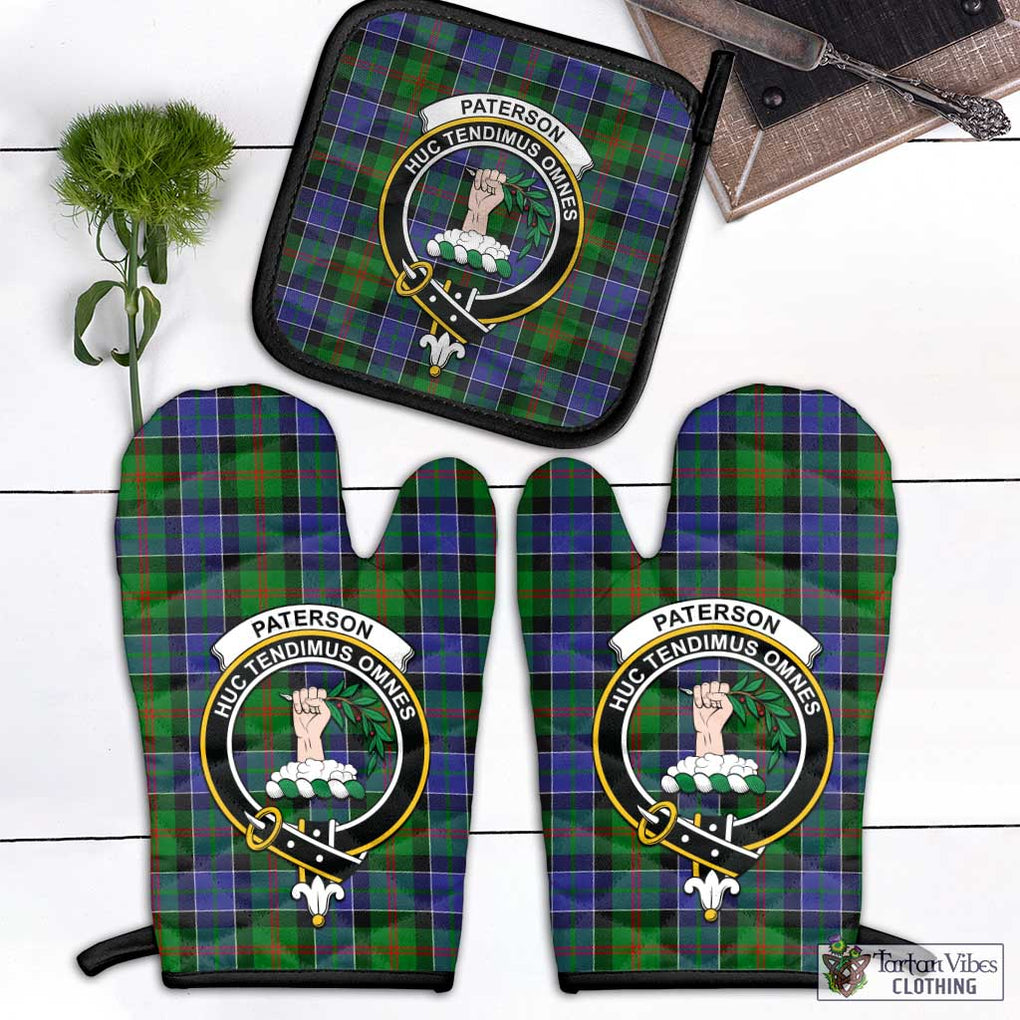 Paterson Tartan Combo Oven Mitt & Pot-Holder with Family Crest Combo 1 Oven Mitt & 1 Pot-Holder Black - Tartan Vibes Clothing