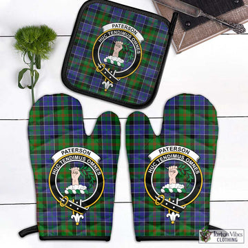 Paterson Tartan Combo Oven Mitt & Pot-Holder with Family Crest Combo 1 Oven Mitt & 1 Pot-Holder Black - Tartan Vibes Clothing