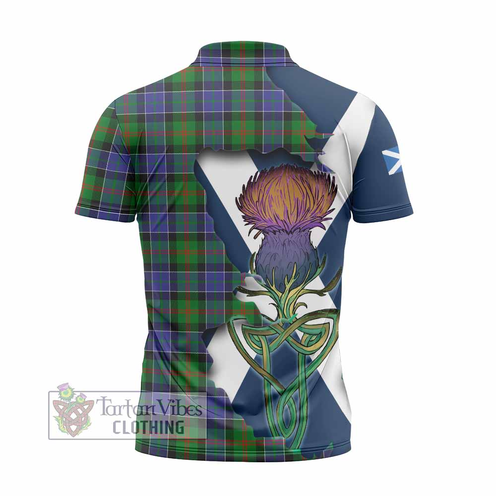 Tartan Vibes Clothing Paterson Tartan Family Crest Zipper Polo Shirt Scottish Thistle Celtic Inspired