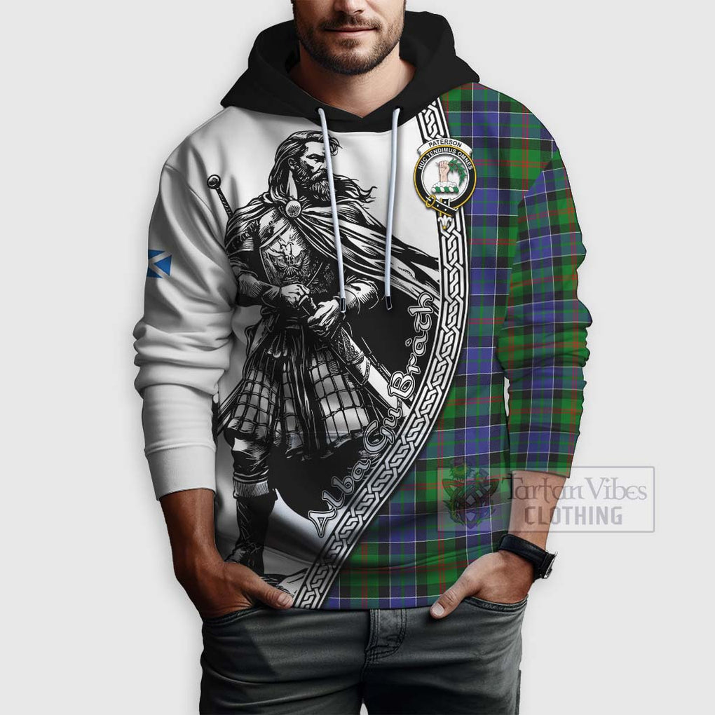 Tartan Vibes Clothing Paterson Tartan Clan Crest Hoodie with Highlander Warrior Celtic Style