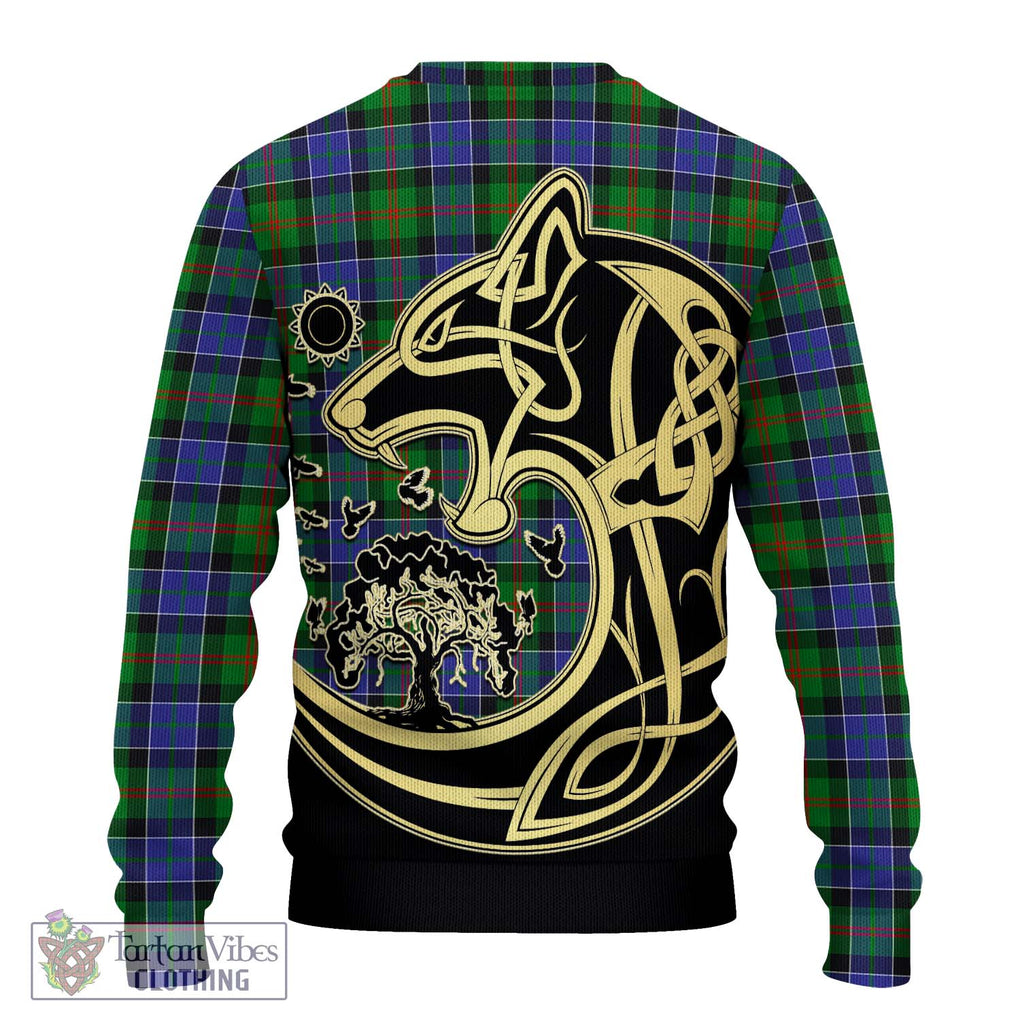 Paterson Tartan Knitted Sweater with Family Crest Celtic Wolf Style - Tartan Vibes Clothing