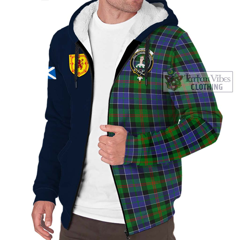 Tartan Vibes Clothing Paterson Tartan Sherpa Hoodie with Scottish Lion Royal Arm Half Style