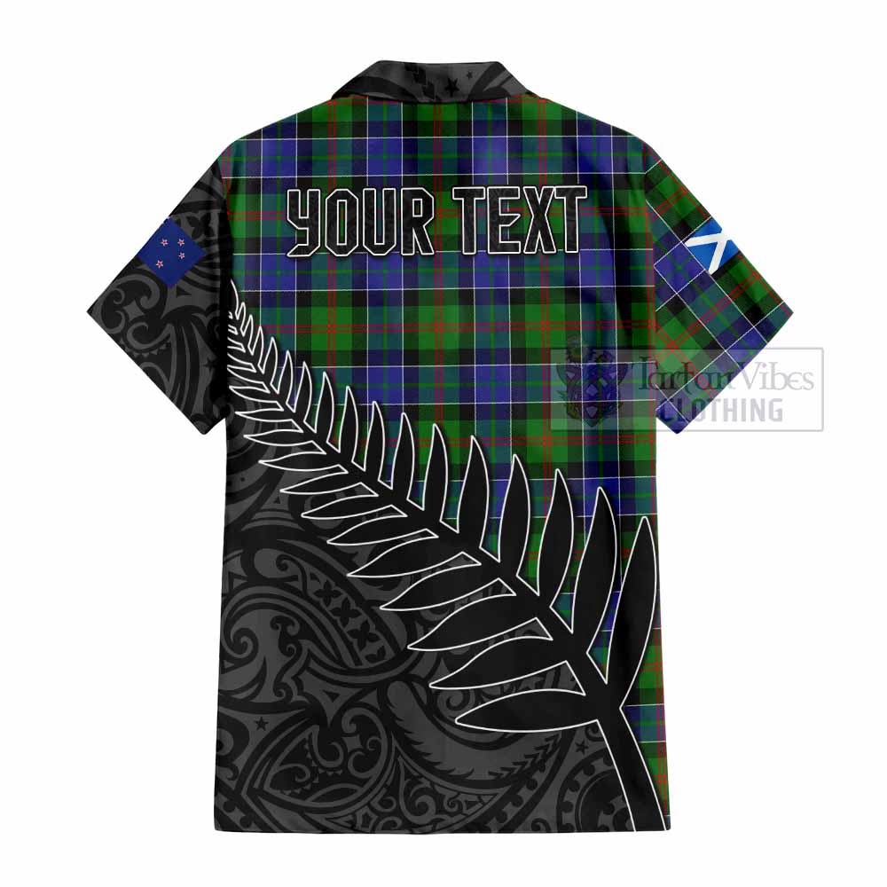 Tartan Vibes Clothing Paterson Crest Tartan Short Sleeve Button Shirt with New Zealand Silver Fern Half Style