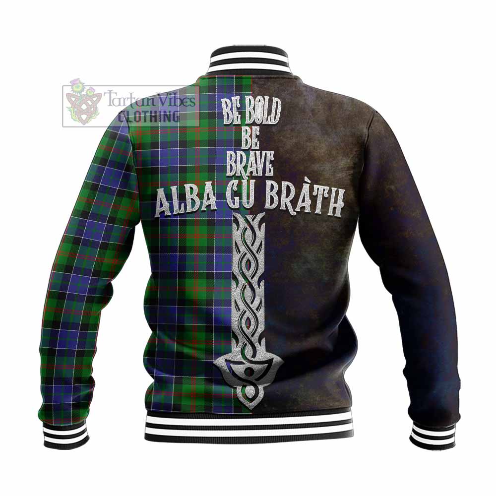 Tartan Vibes Clothing Paterson Tartan Family Crest Baseball Jacket Alba Gu Brath Be Brave Lion Ancient Style