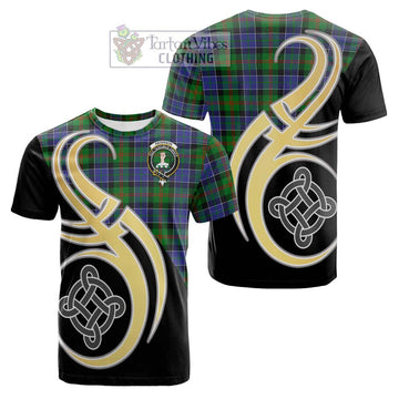 Tartan Vibes Clothing Paterson Tartan Cotton T-shirt with Family Crest and Celtic Symbol Style
