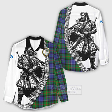 Tartan Vibes Clothing Paterson Tartan Clan Crest Women's Casual Shirt with Highlander Warrior Celtic Style
