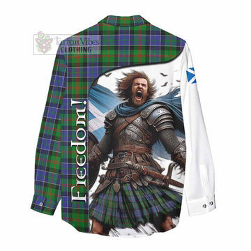 Tartan Vibes Clothing Paterson Crest Tartan Women's Casual Shirt Inspired by the Freedom of Scottish Warrior