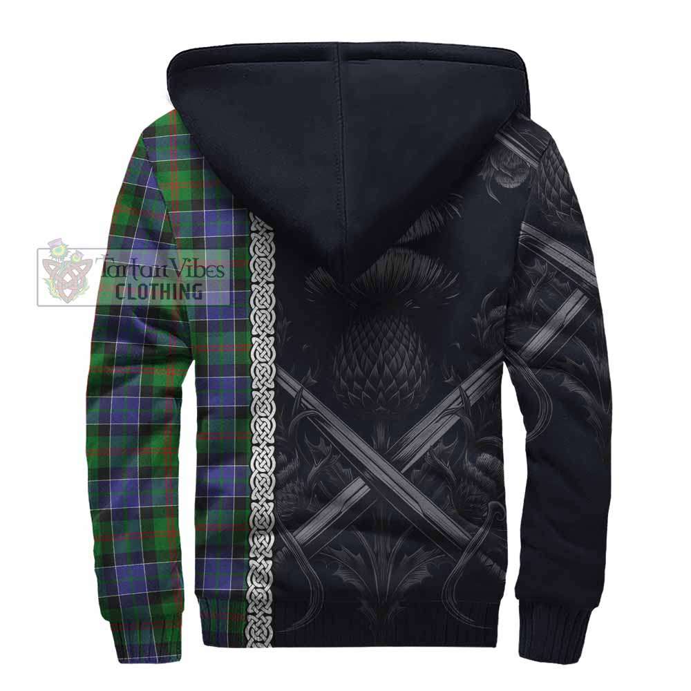 Tartan Vibes Clothing Paterson Tartan Sherpa Hoodie with Family Crest Cross Sword Thistle Celtic Vibes