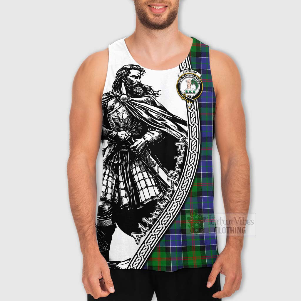 Tartan Vibes Clothing Paterson Tartan Clan Crest Men's Tank Top with Highlander Warrior Celtic Style