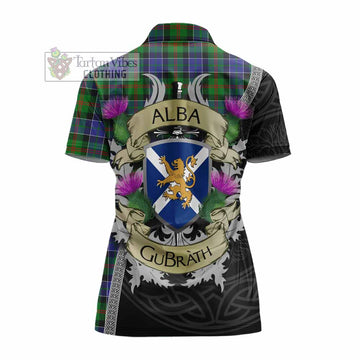 Paterson Tartan Family Crest Women's Polo Shirt Lion Rampant Royal Thistle Shield Celtic Inspired