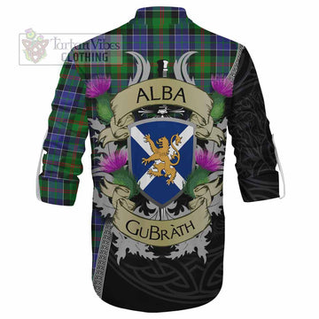 Paterson Tartan Family Crest Ghillie Kilt Shirt Lion Rampant Royal Thistle Shield Celtic Inspired