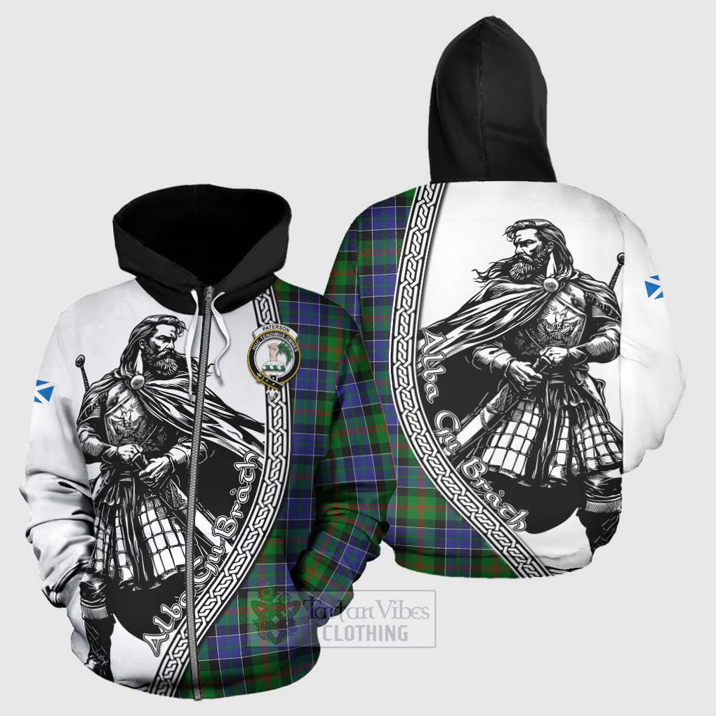 Tartan Vibes Clothing Paterson Tartan Clan Crest Hoodie with Highlander Warrior Celtic Style
