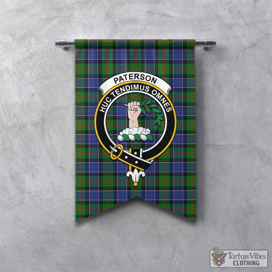 Tartan Vibes Clothing Paterson Tartan Gonfalon, Tartan Banner with Family Crest