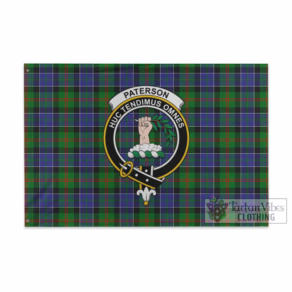 Tartan Vibes Clothing Paterson Tartan House Flag with Family Crest