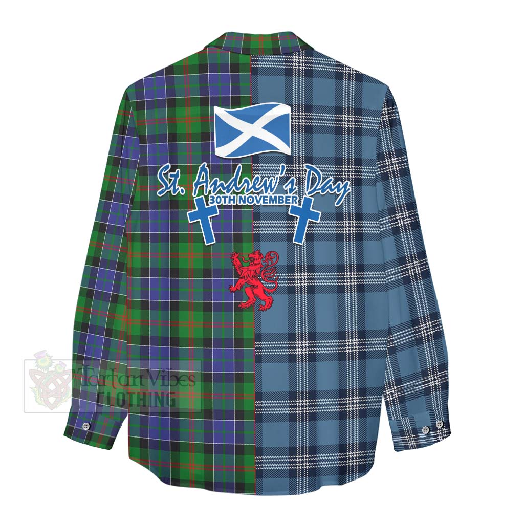Tartan Vibes Clothing Paterson Tartan Women's Casual Shirt Happy St. Andrew's Day Half Tartan Style