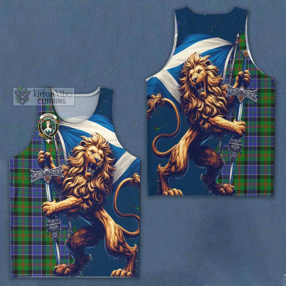 Tartan Vibes Clothing Paterson Tartan Family Crest Men's Tank Top with Scottish Majestic Lion