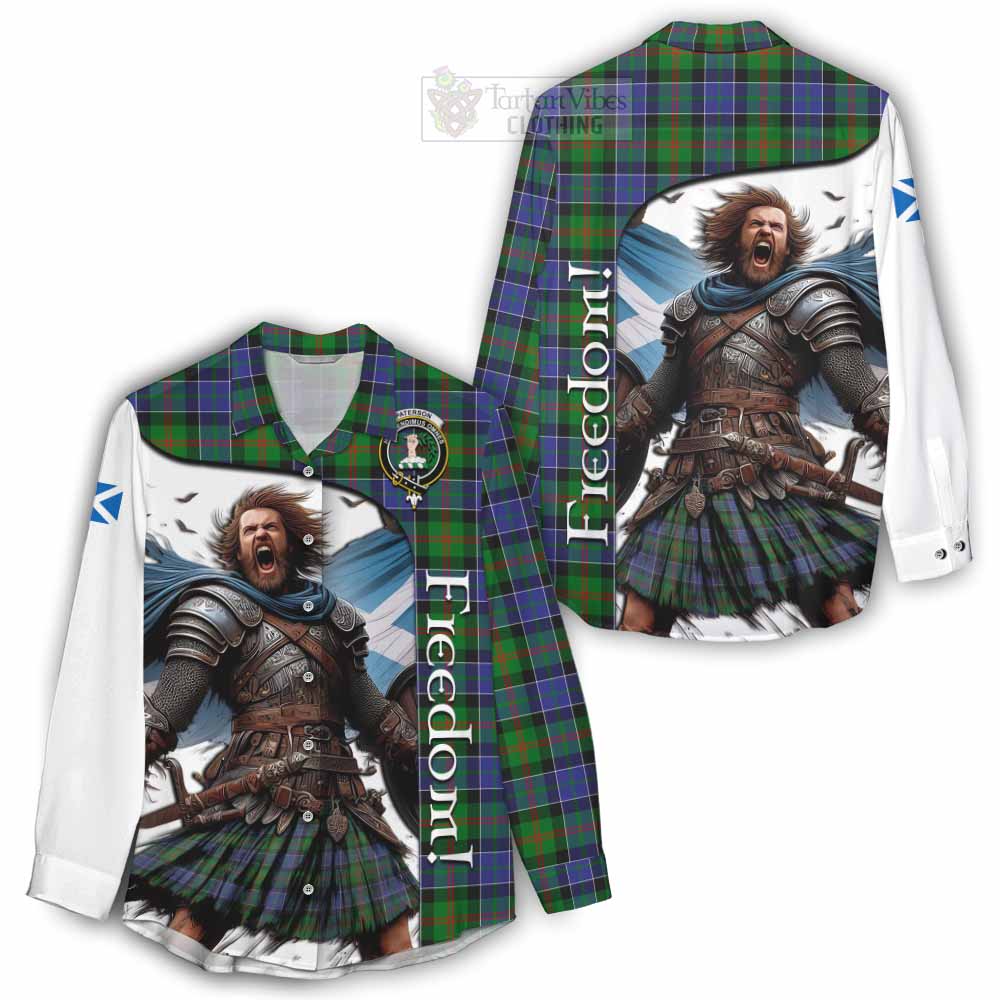 Tartan Vibes Clothing Paterson Crest Tartan Women's Casual Shirt Inspired by the Freedom of Scottish Warrior
