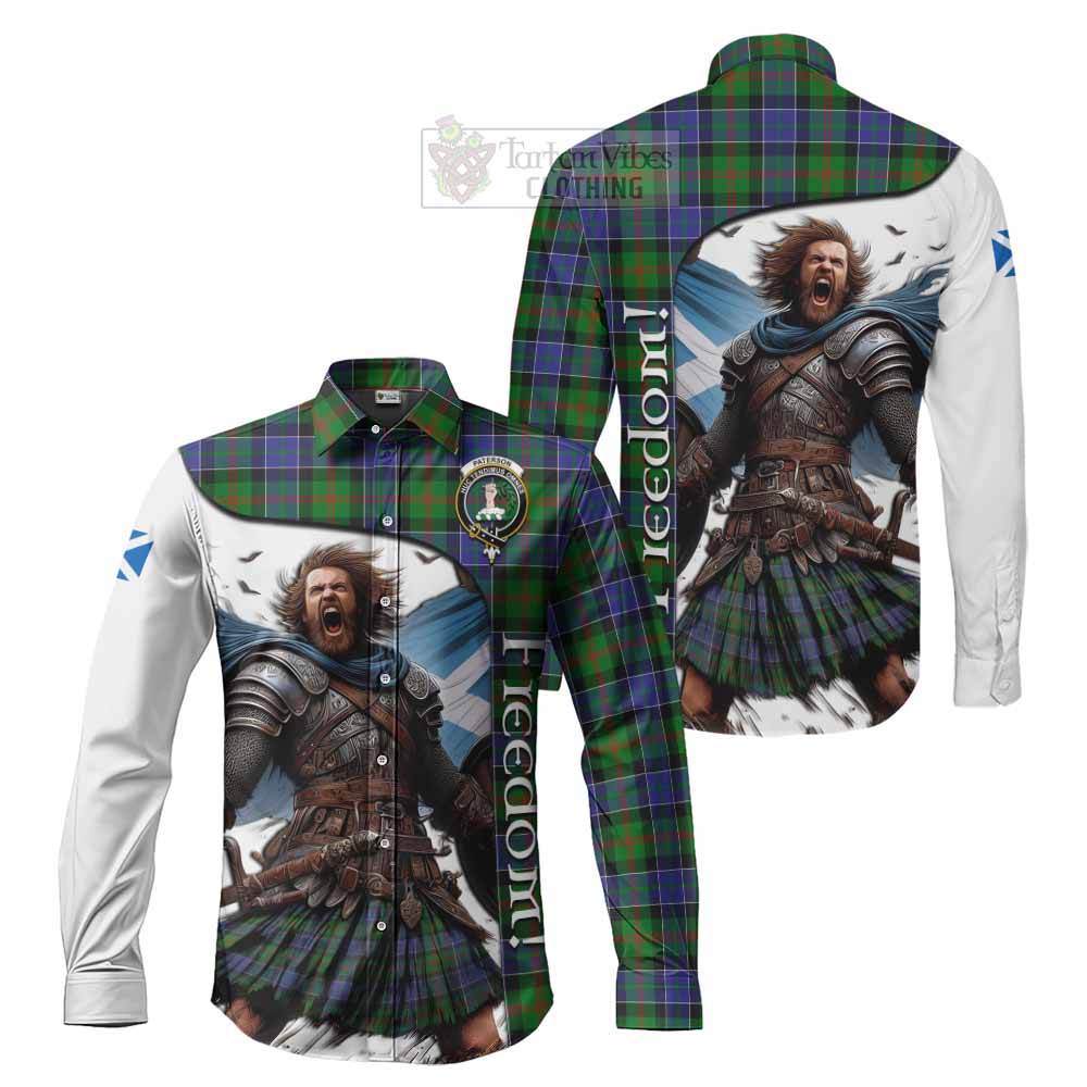 Tartan Vibes Clothing Paterson Crest Tartan Long Sleeve Button Shirt Inspired by the Freedom of Scottish Warrior