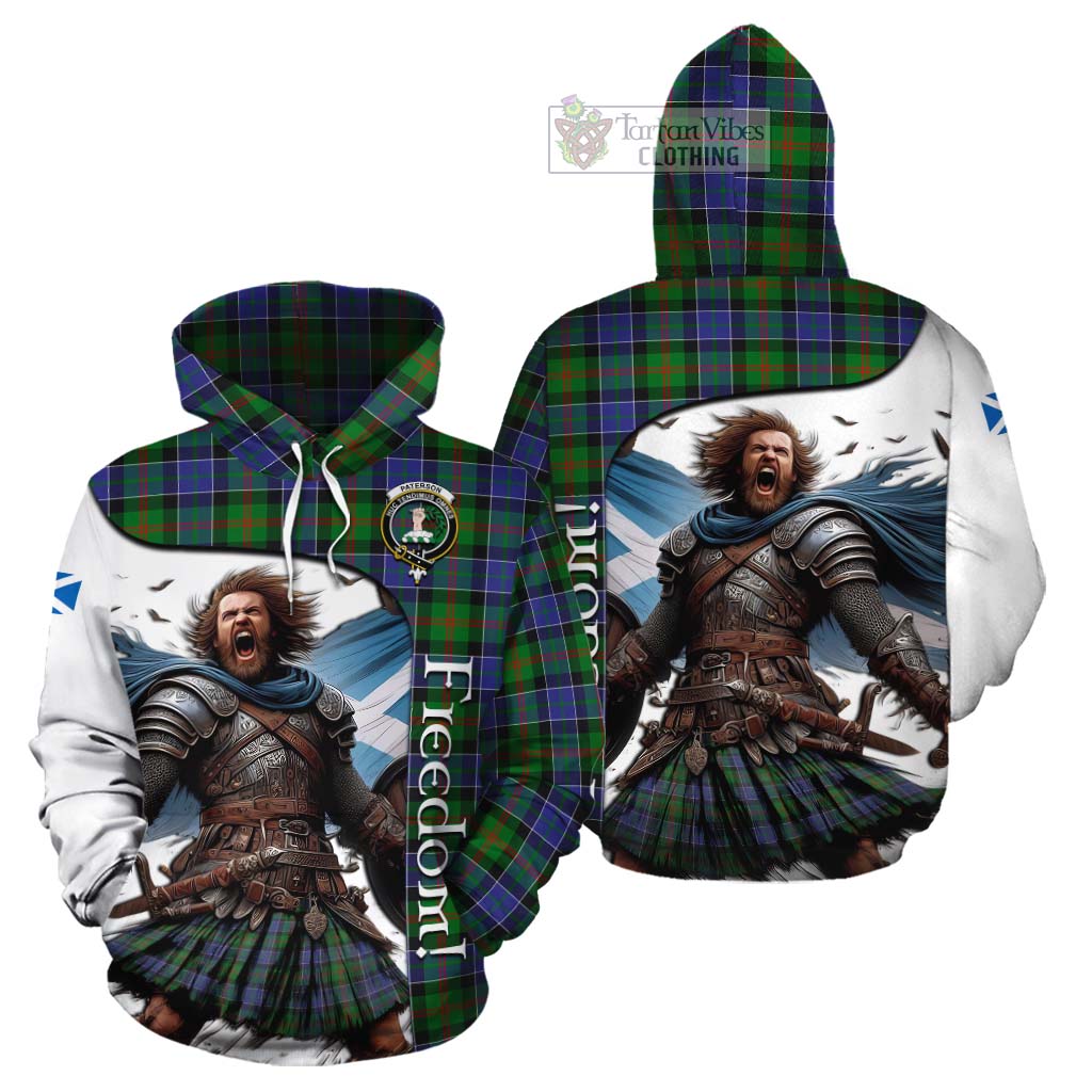 Tartan Vibes Clothing Paterson Crest Tartan Cotton Hoodie Inspired by the Freedom of Scottish Warrior