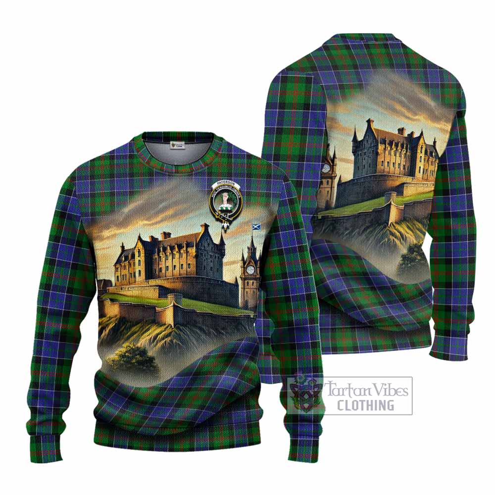 Tartan Vibes Clothing Paterson Tartan Family Crest Knitted Sweater with Scottish Ancient Castle Style