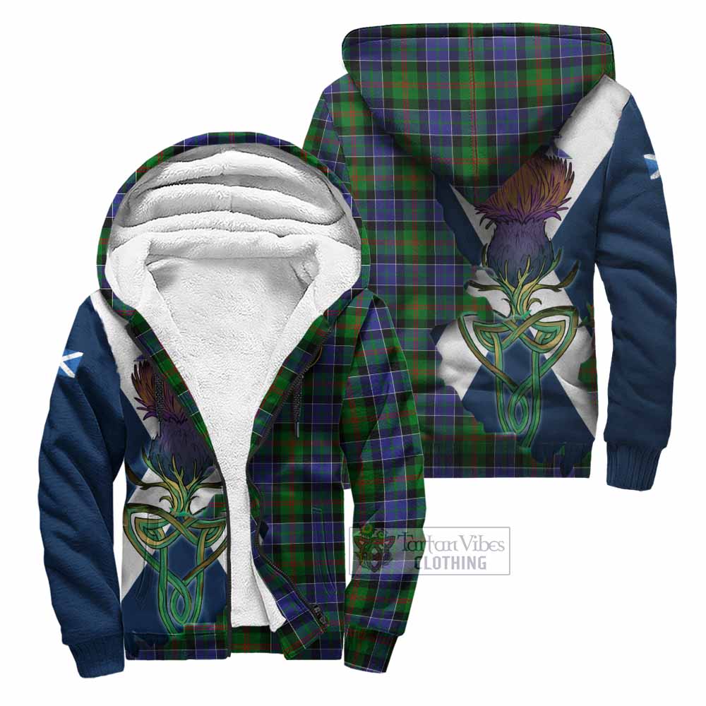 Tartan Vibes Clothing Paterson Tartan Family Crest Sherpa Hoodie Scottish Thistle Celtic Inspired