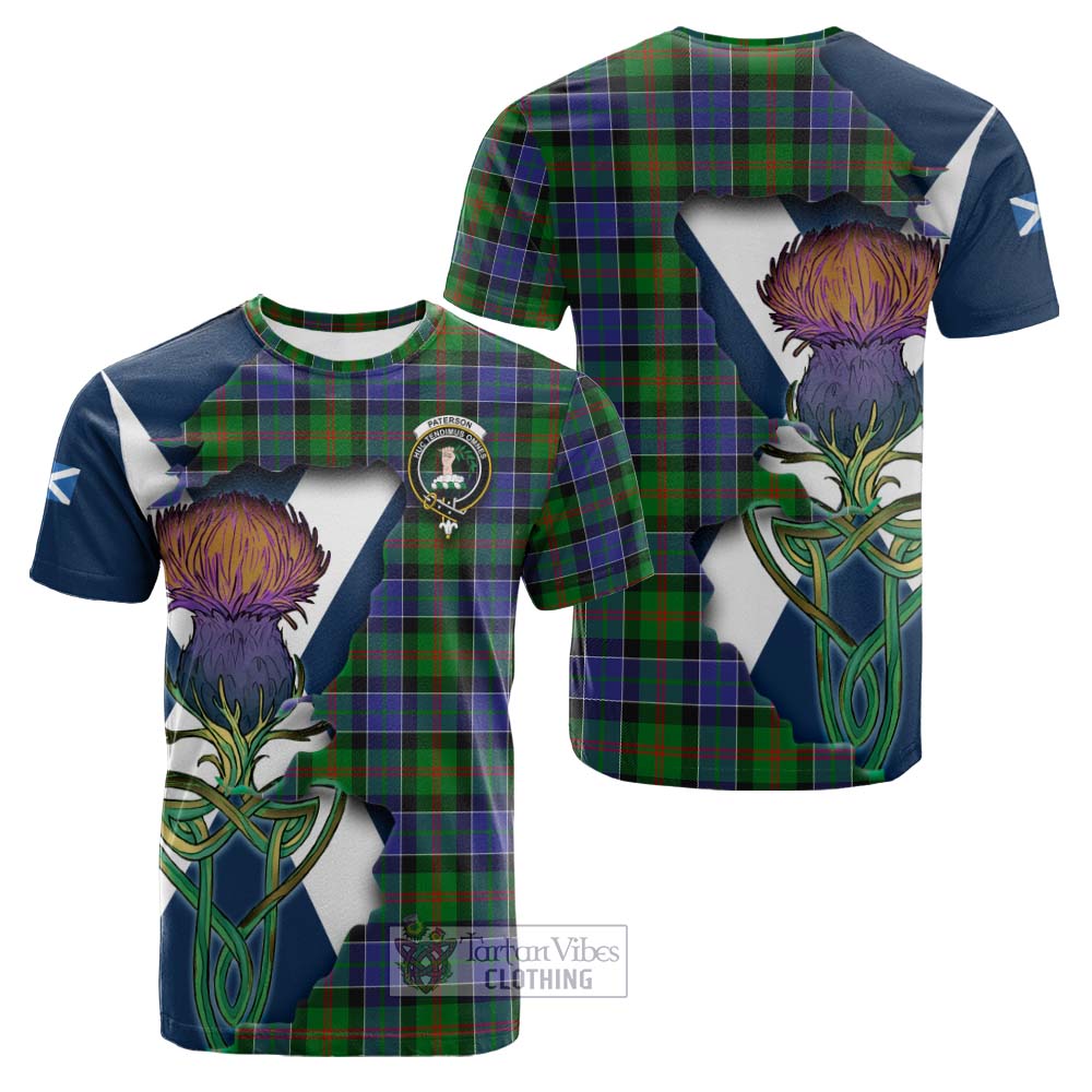 Tartan Vibes Clothing Paterson Tartan Family Crest Cotton T-shirt Scottish Thistle Celtic Inspired