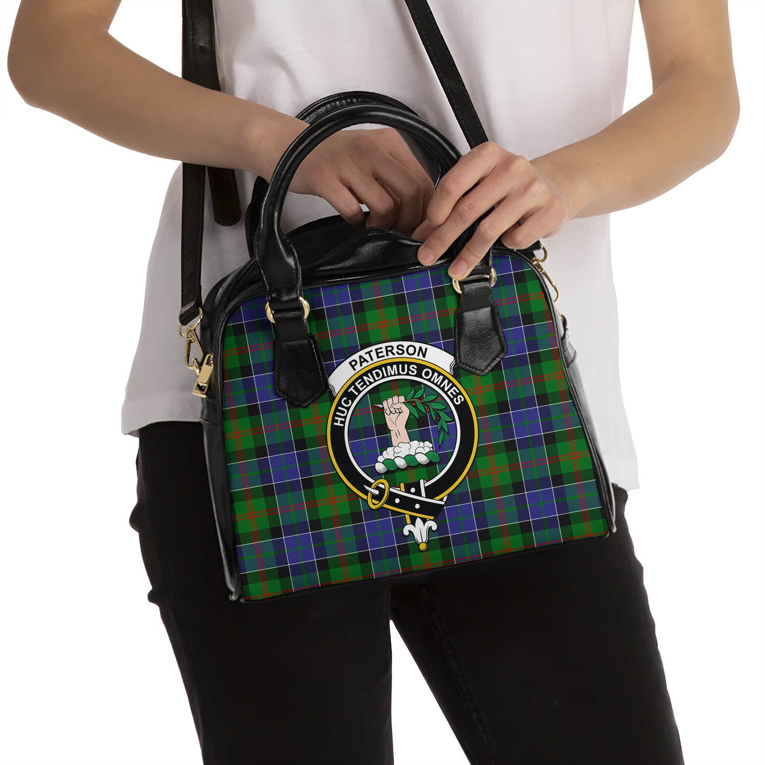Paterson Tartan Shoulder Handbags with Family Crest - Tartanvibesclothing