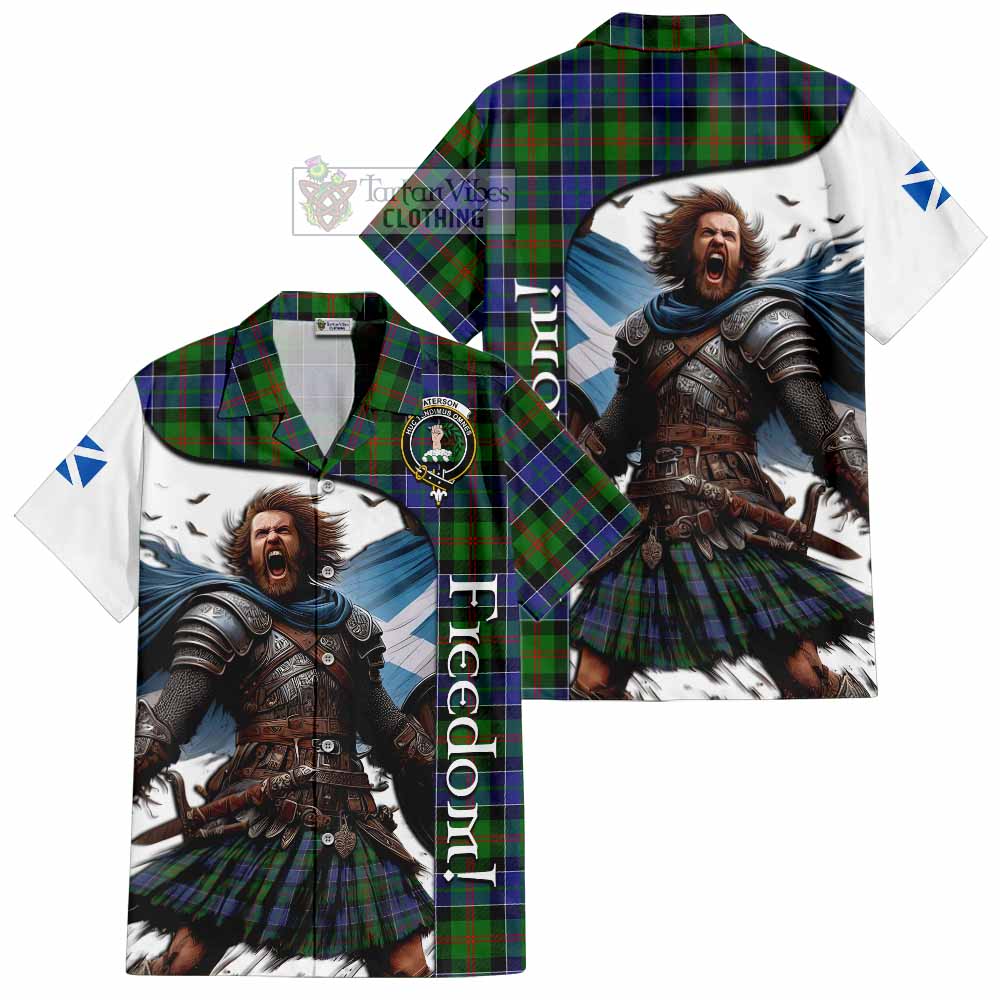Tartan Vibes Clothing Paterson Crest Tartan Short Sleeve Button Shirt Inspired by the Freedom of Scottish Warrior
