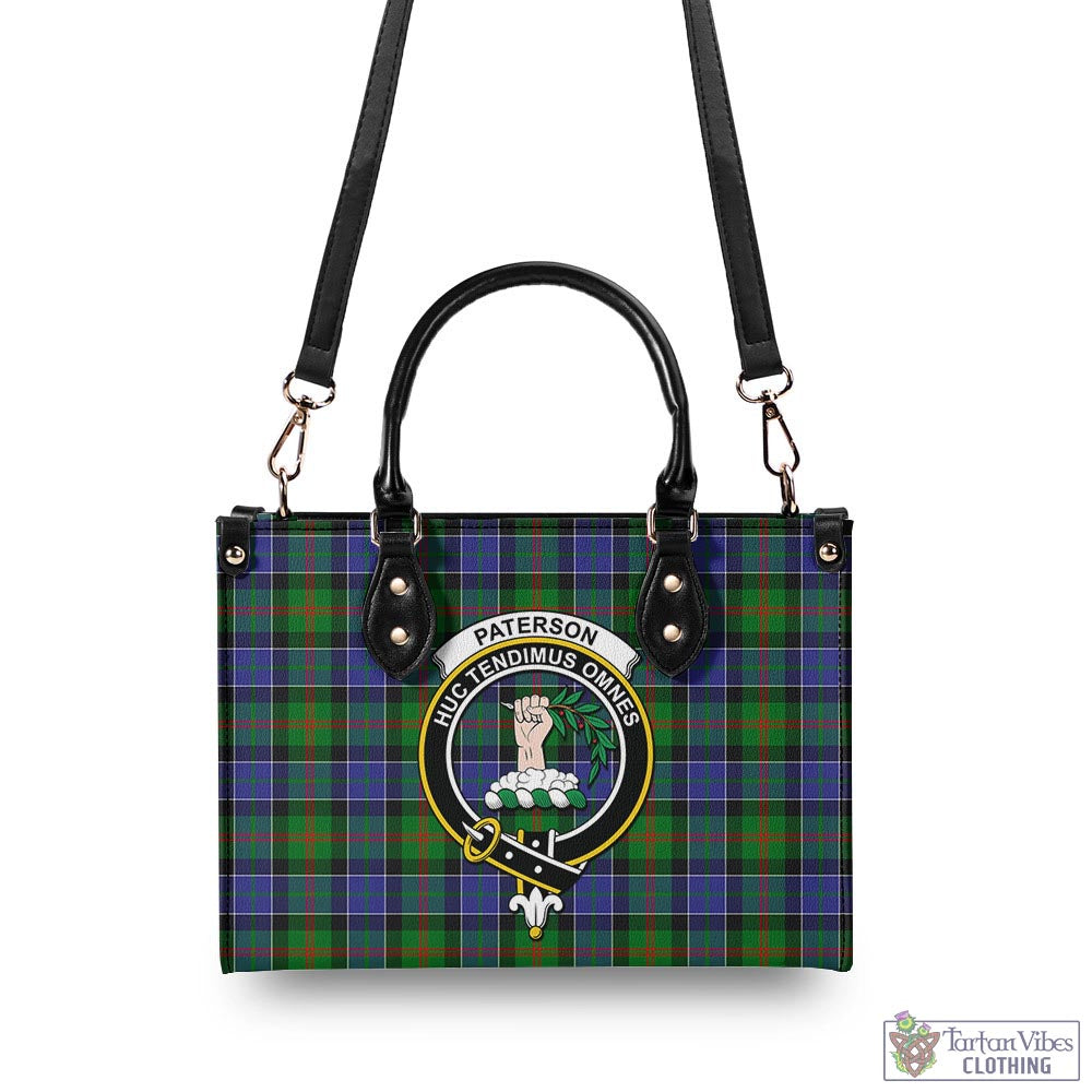 Tartan Vibes Clothing Paterson Tartan Luxury Leather Handbags with Family Crest