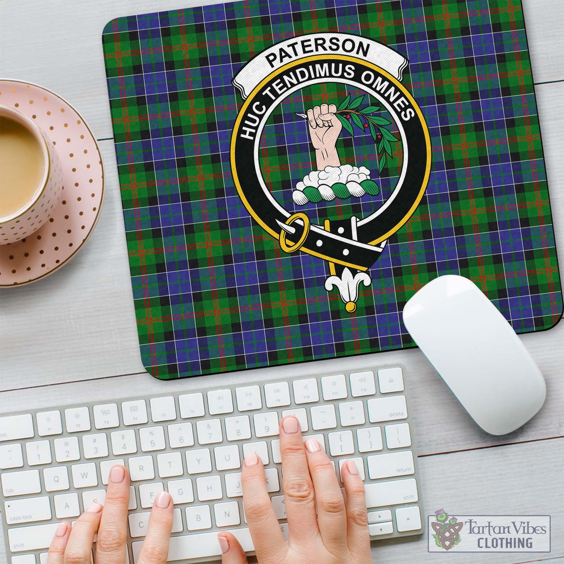 Tartan Vibes Clothing Paterson Tartan Mouse Pad with Family Crest