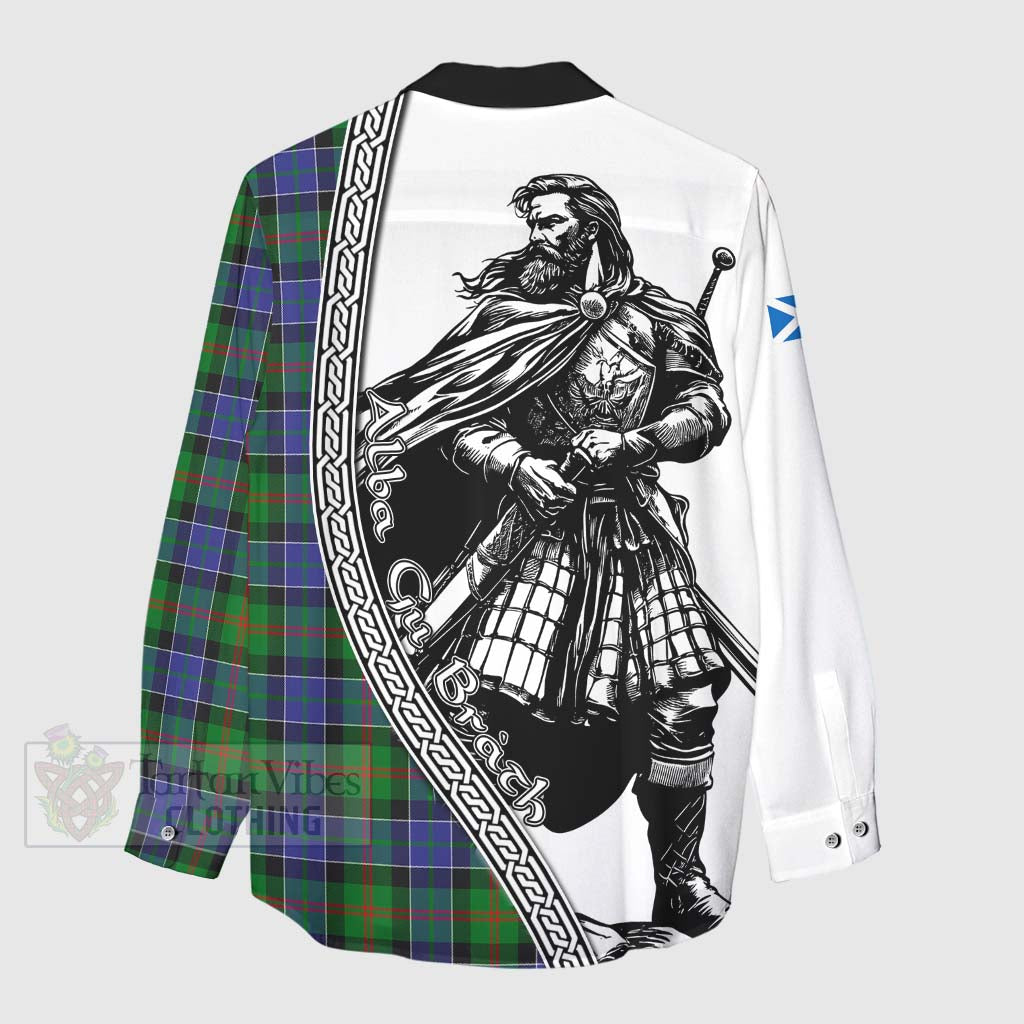 Tartan Vibes Clothing Paterson Tartan Clan Crest Women's Casual Shirt with Highlander Warrior Celtic Style