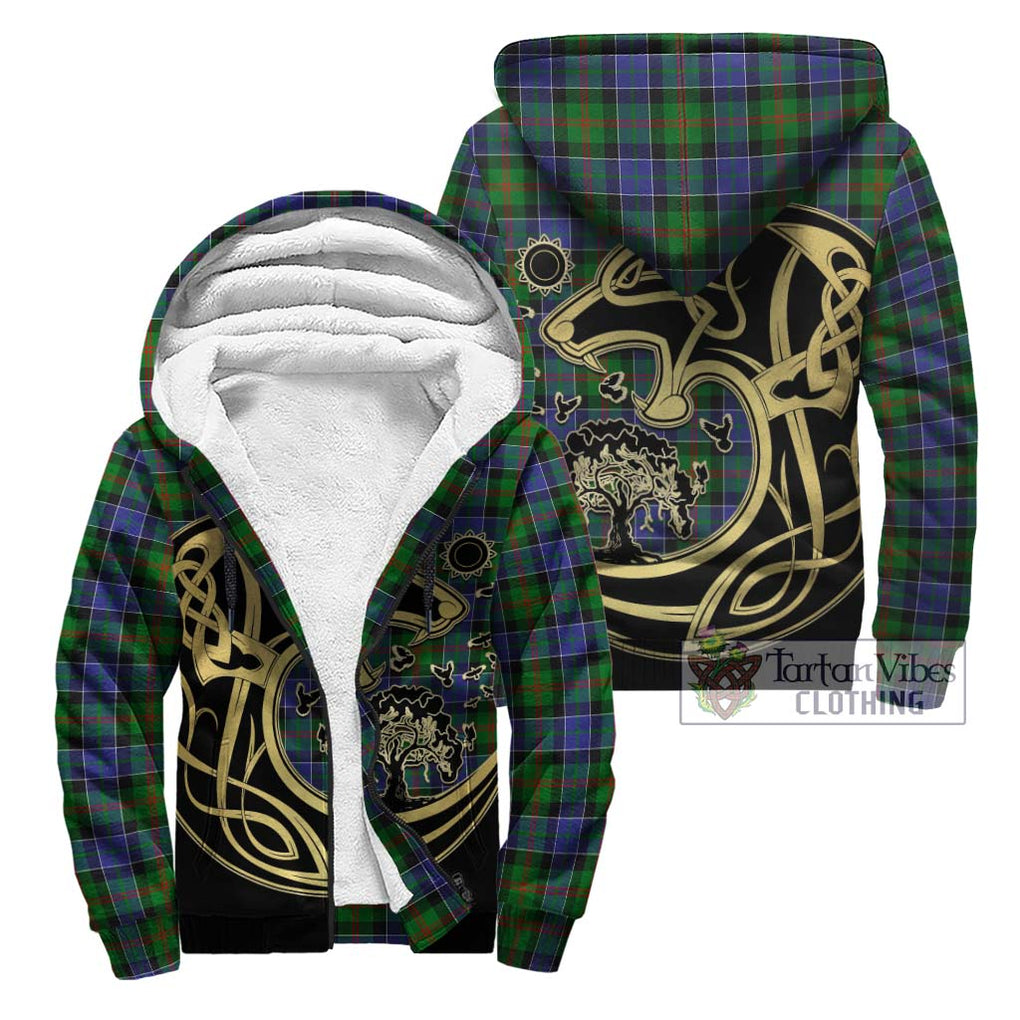 Paterson Tartan Sherpa Hoodie with Family Crest Celtic Wolf Style Unisex - Tartan Vibes Clothing