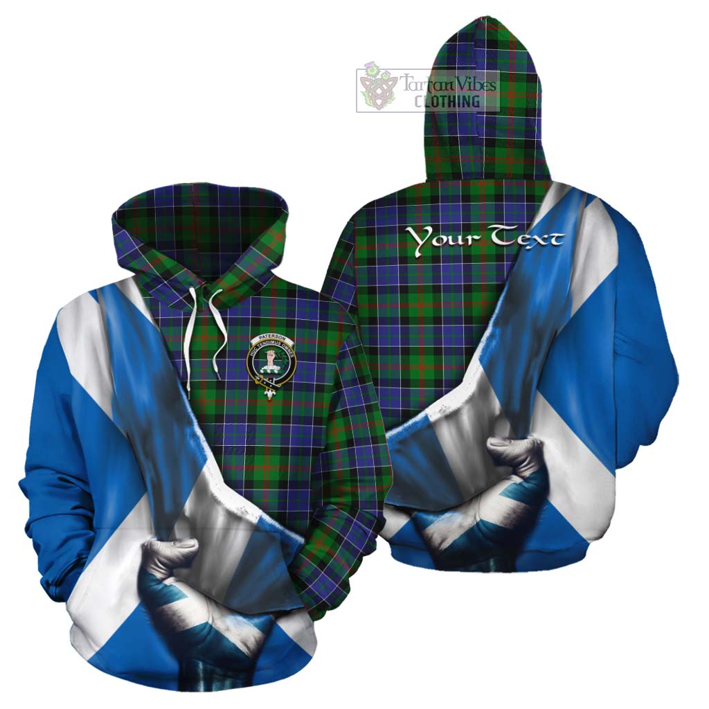 Tartan Vibes Clothing Paterson Tartan Cotton Hoodie with Family Crest Scotland Patriotic Style