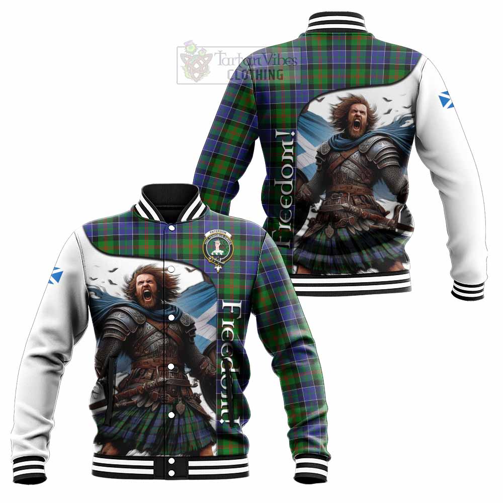 Tartan Vibes Clothing Paterson Crest Tartan Baseball Jacket Inspired by the Freedom of Scottish Warrior