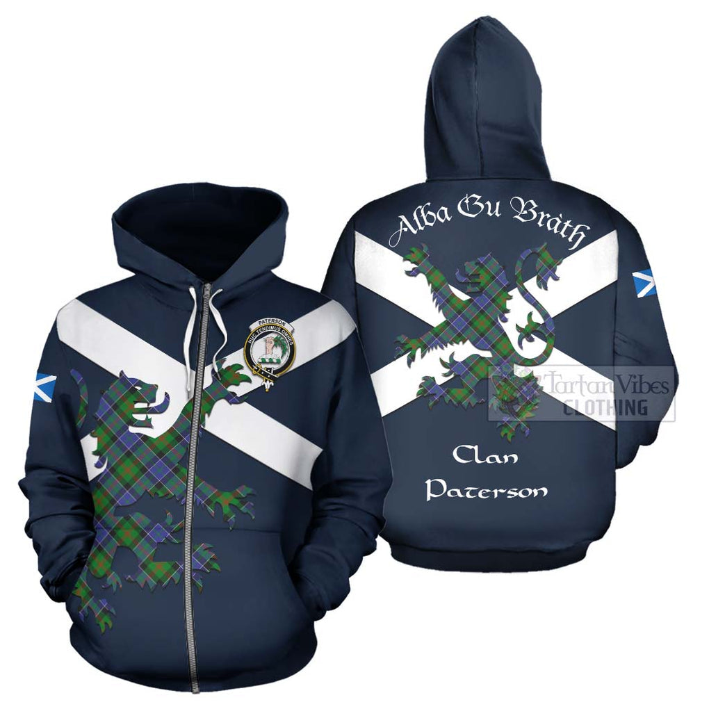 Tartan Vibes Clothing Paterson Tartan Lion Rampant Hoodie – Proudly Display Your Heritage with Alba Gu Brath and Clan Name