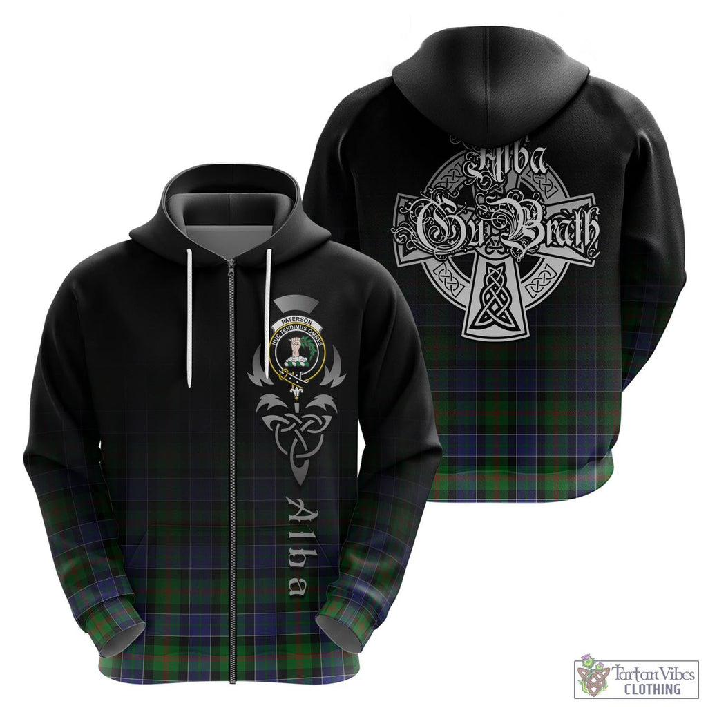 Tartan Vibes Clothing Paterson Tartan Hoodie Featuring Alba Gu Brath Family Crest Celtic Inspired