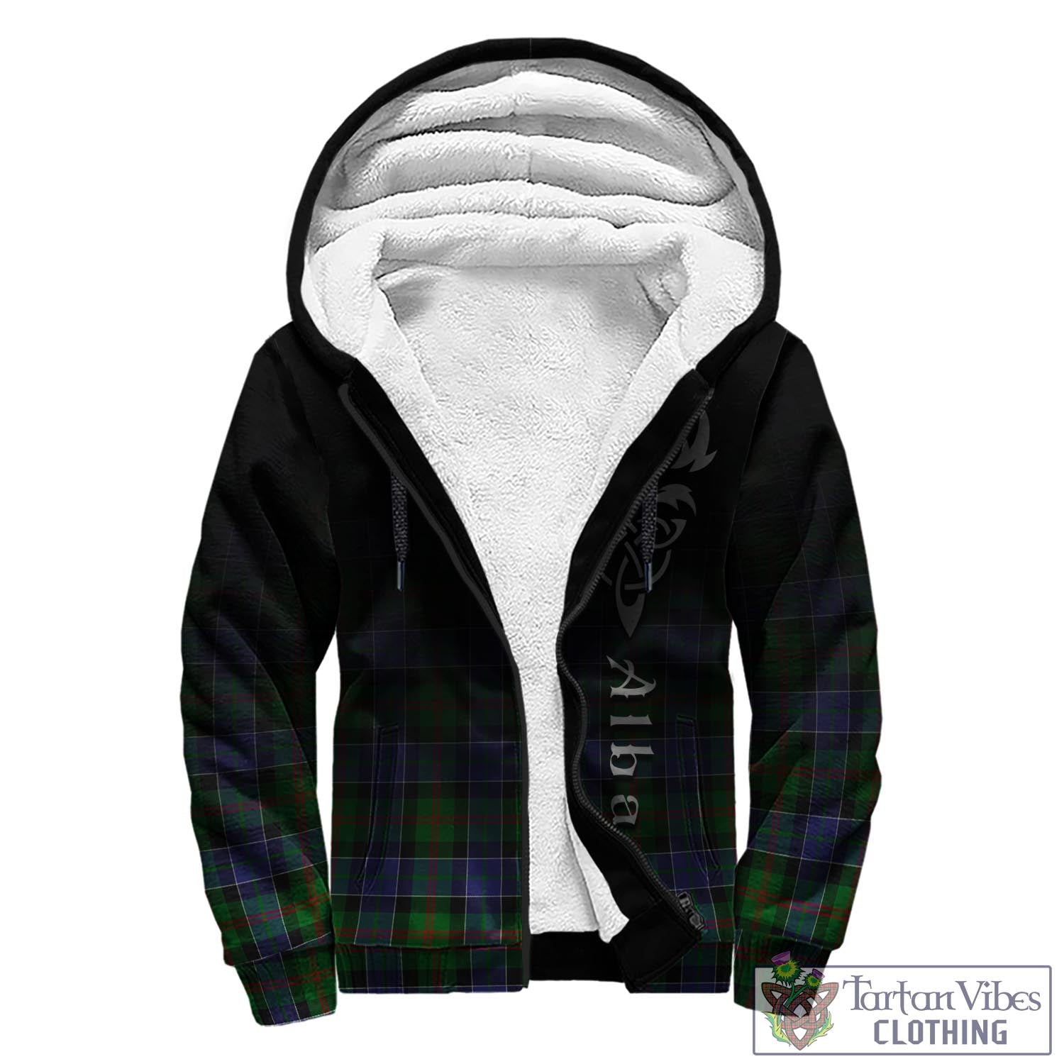 Tartan Vibes Clothing Paterson Tartan Sherpa Hoodie Featuring Alba Gu Brath Family Crest Celtic Inspired